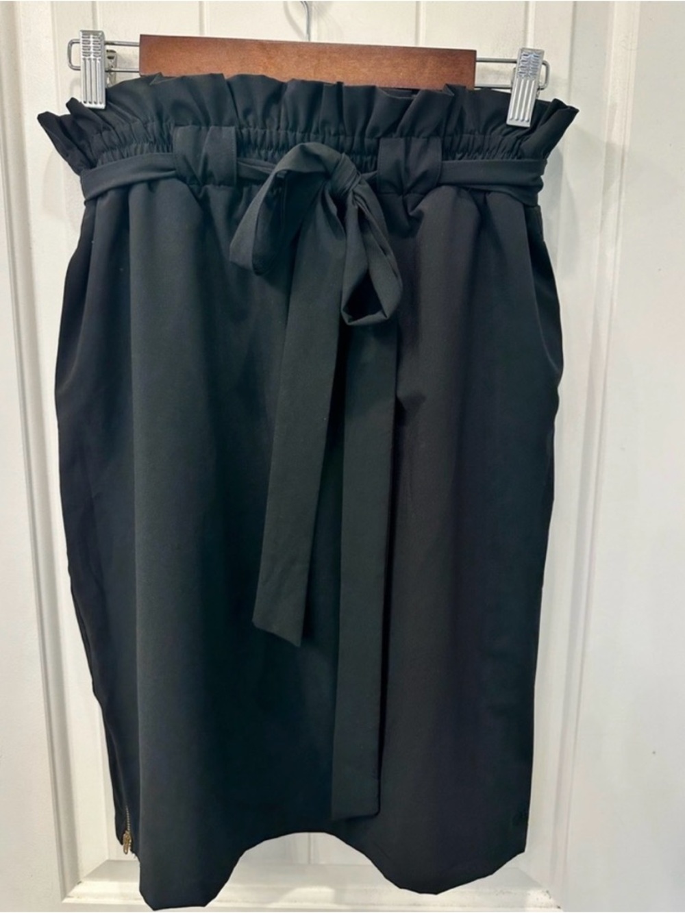 Albion Fit Black Paper Bag Skirt with Bow